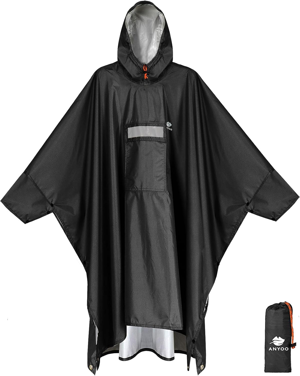 ANYOO Hooded Rain Poncho for Adult Waterproof Lightweight Raincoat