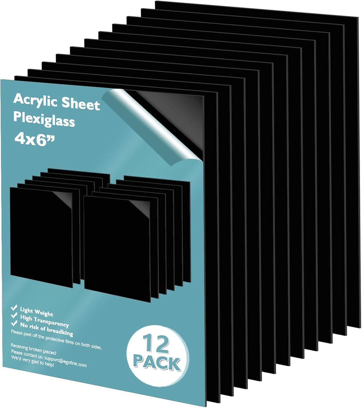 Egofine Plexiglass Sheets Acrylic Sheets 6 Pack of 8x10’’ 0.04 Thick Clear Plastic Cast Transparent Plexi Glass for Crafting Projects, Replacement Picture Frame Glass, DIY Display, Easy to Cut