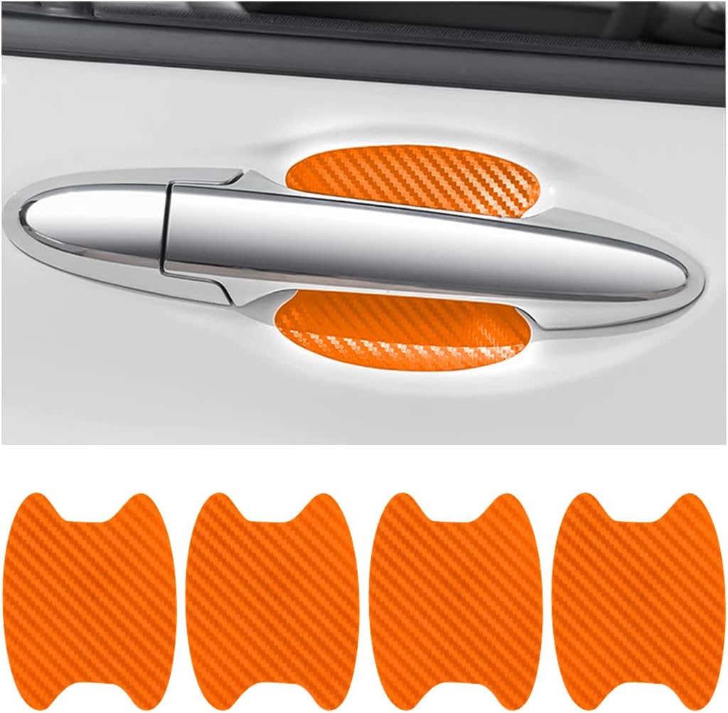 Blilo 4PCS Carbon Fiber Car Door Cup Protector Films, Black