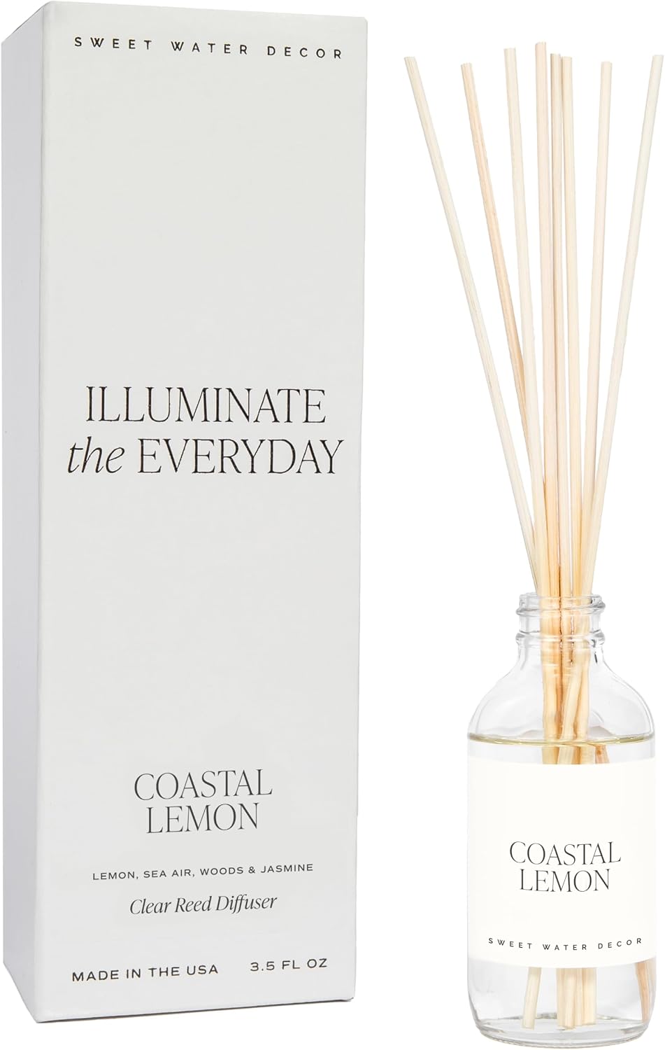 Sweet Water Decor Salt & Sea Reed Diffuser Set - Sea Salt Citrus & Musk Amber Scent Diffuser - Reed Diffusers for Home with Long Lasting Fragrance - Non-Toxic Oil Reed Diffuser - Made in the USA