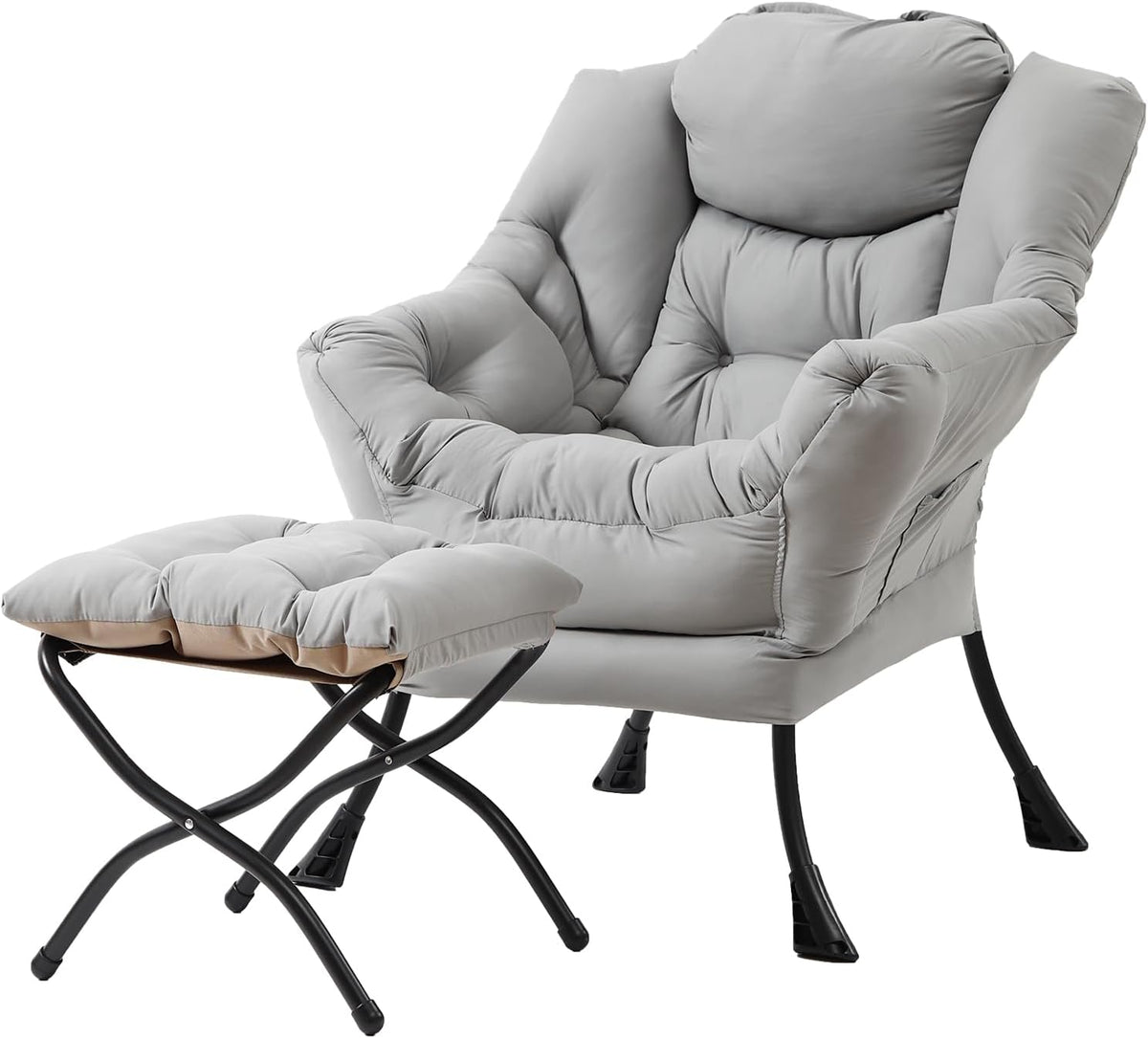 Tiita Lazy Chair with Ottoman, Comfy Reading Accent Chair, Dark Grey