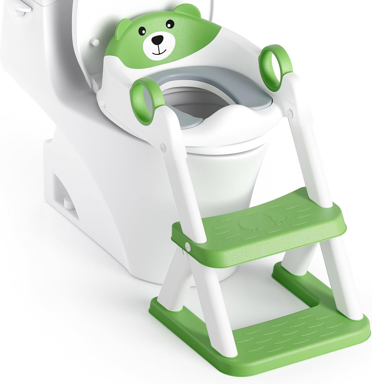 Rabb 1st® Potty Training Seat, Toddler Toilet Seat for Kids Boys Girls, 2 in1 Potty Training Toilet with Step Stool, 6 Adjustable Height, Splash Guard, Stable Triangular Anti-Slip Design(Grey)