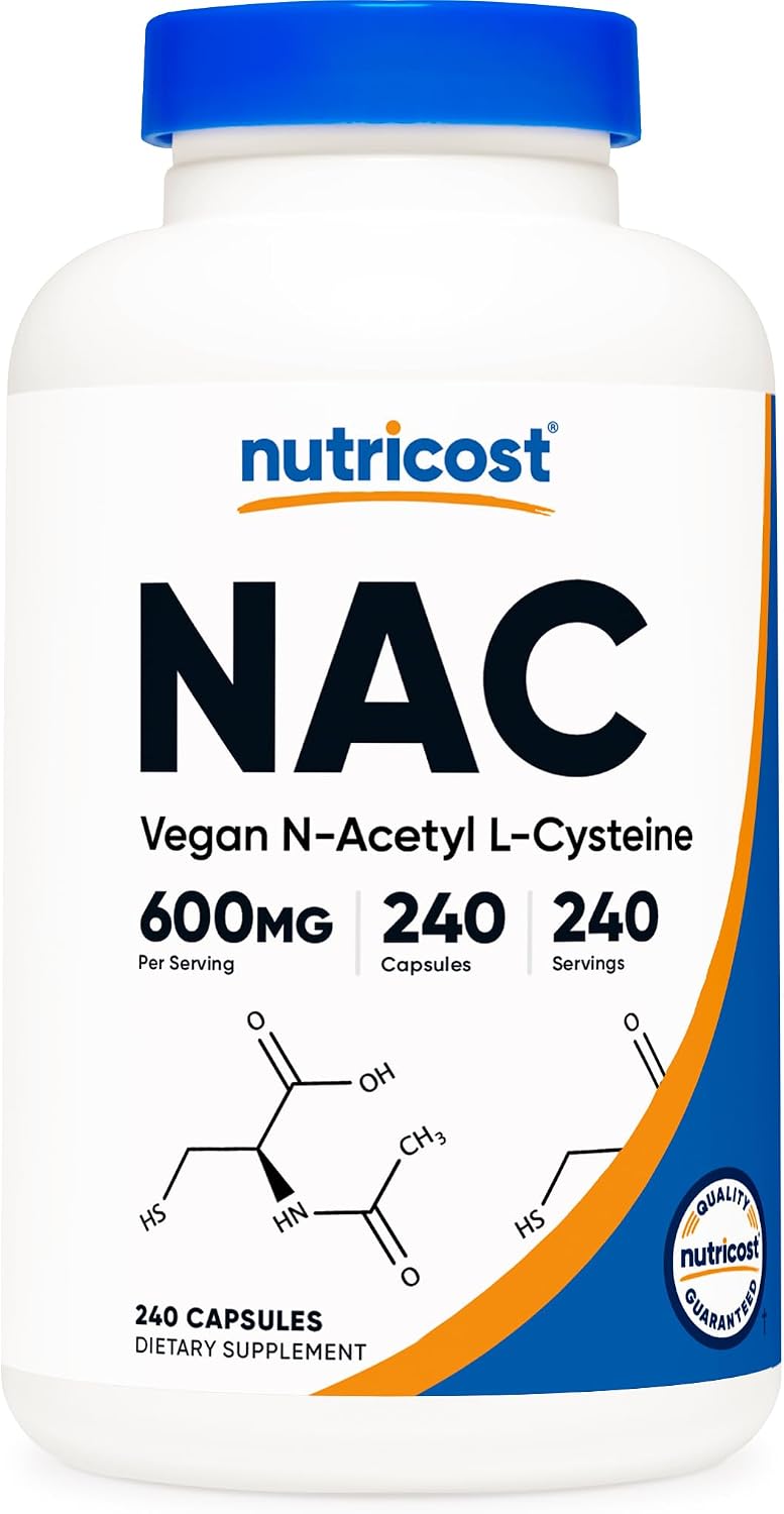 Nutricost N-Acetyl L-Cysteine (NAC) 600mg, 120 Vegetarian Capsules
