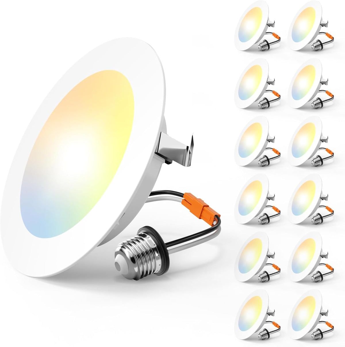 Amico Recessed Lighting 5/6 Inch, 12 Pack 5CCT Flat LED Can Lights, White
