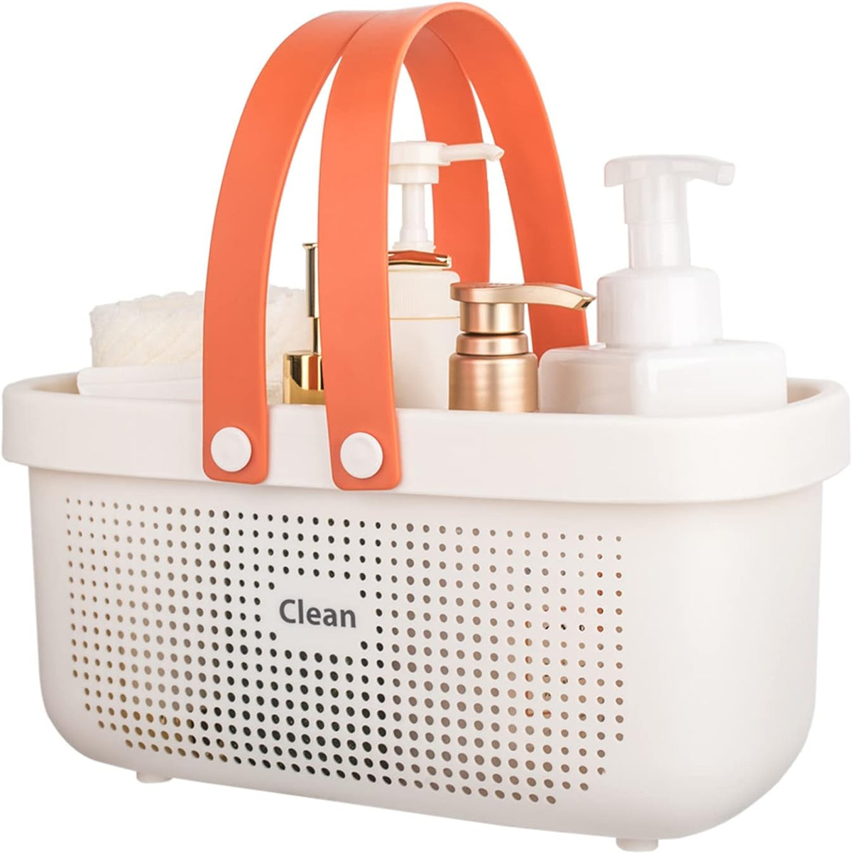 JiatuA Plastic Storage Basket with Handle Portable Shower Caddy Tote Organizer Basket Bin for Bathroom Kitchen Dorm Room Bedroom, Green