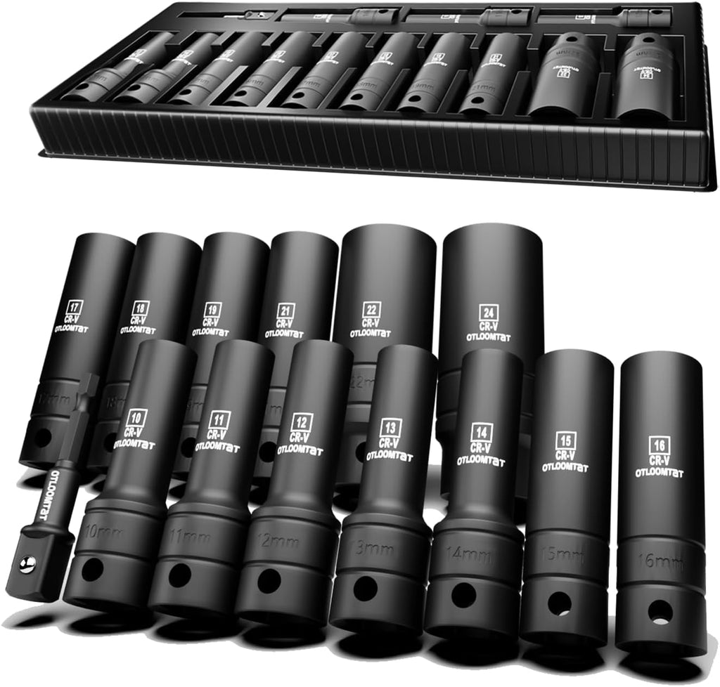 OTLOOMTBT 32PCS Impact Socket Set 1/2" Drive Metric & SAE Deep Sockets