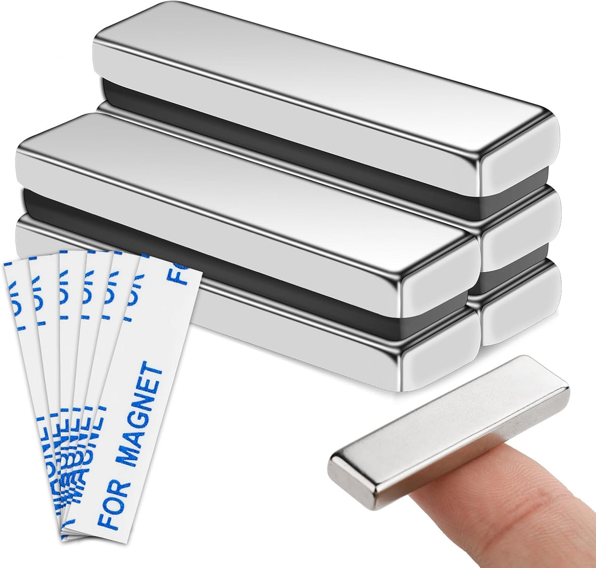 MIKEDE Strong Neodymium Magnets with Adhensive Backing 60x10x3 mm, 5 Pcs