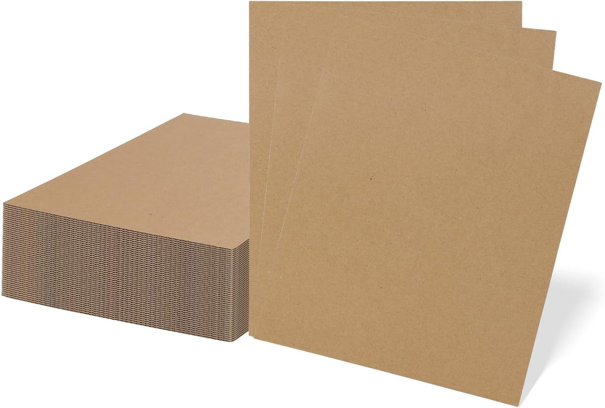 RLAVBL 50 Pack 8.5x11 Corrugated Cardboard Sheets, Flat Cardboard Inserts for Shipping, Mailing, Packing, DIY Crafts