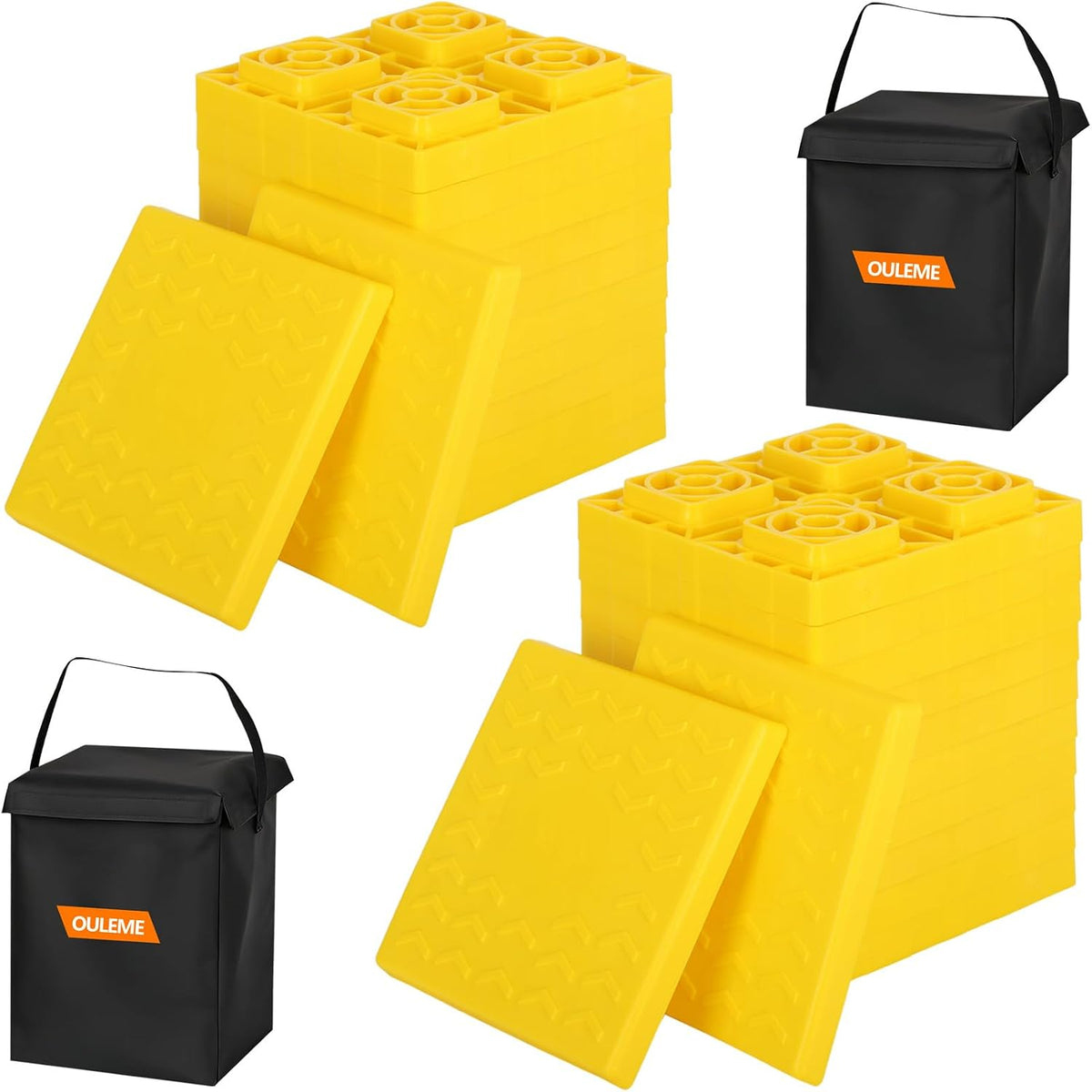 OULEME 12 Pack RV Leveling Blocks, Stackable Jack Blocks, Interlocking Leveling Pads with Carrying Bag, for Camper Travel Trailer