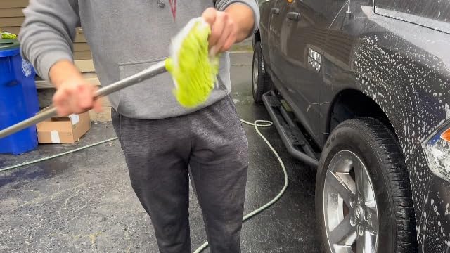 WillingHeart 47.5" Car Wash Brush Mop Cleaning Tool with Long Handle Kit for Washing Detailing Cars Truck, SUV, RV, Trailer, Boat 2 in 1 Chenille Microfiber Sponge Duster Not Hurt Paint Scratch Free