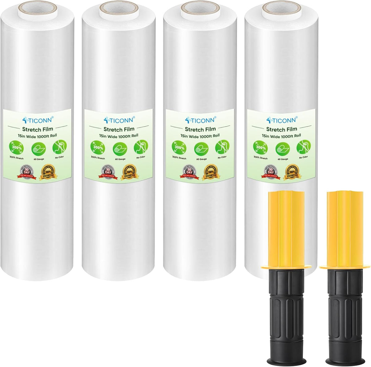 TICONN Stretch Wrap Roll, 15 in x 1000 ft Plastic Wrap for Moving Furniture