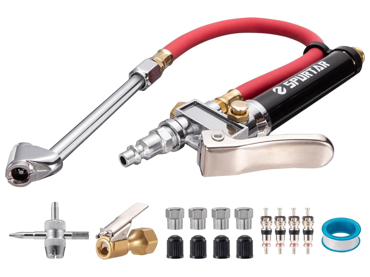 Spurtar 10-120 PSI Tire Pressure Gauge with Inflator Heavy Duty