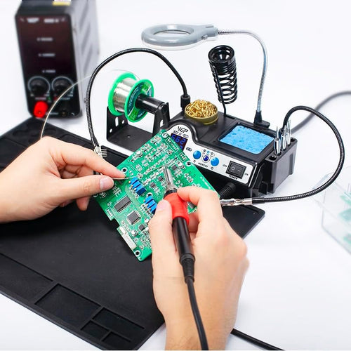WEP 927-IV Soldering Station Kit High-Power 110W with 3 Preset Channels, Sleep Mode, LED Magnifier, 5 Extra Iron Tips, Tip Cleaner, 2 Helping Hands, Tip Storage Slots, Lead-free Solder Wire, Tweezers