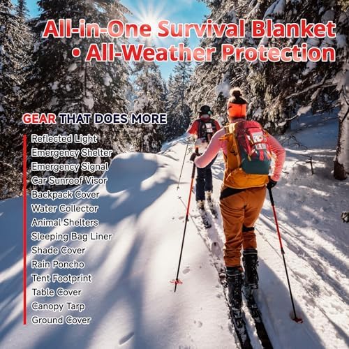 SecuCaptain Survival Emergency Thermal Blankets: Extra Large 84” x63” 4/10/25/30/50/75/100 PCS Space Mylar Blanket Kit for Outdoor Cold Winter Camping Hiking Car Bug Out Bag or First Aid