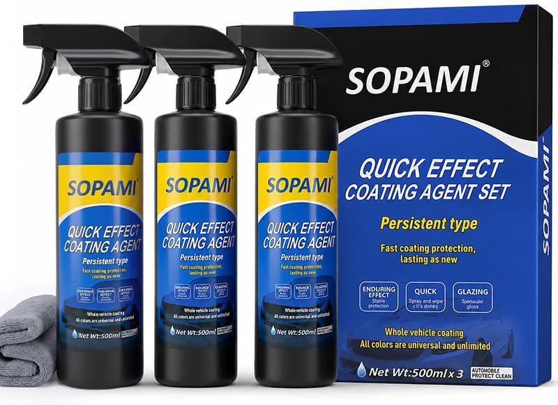 Sopami nano Ceramic Paint Sealant, Ceramic Coating for Cars Maximum Gloss & Shine ceramic wax, car coating spray Extremely Hydrophobic Ceramic Spray Coating, RVs, Motorcycles, Boats, and ATVs