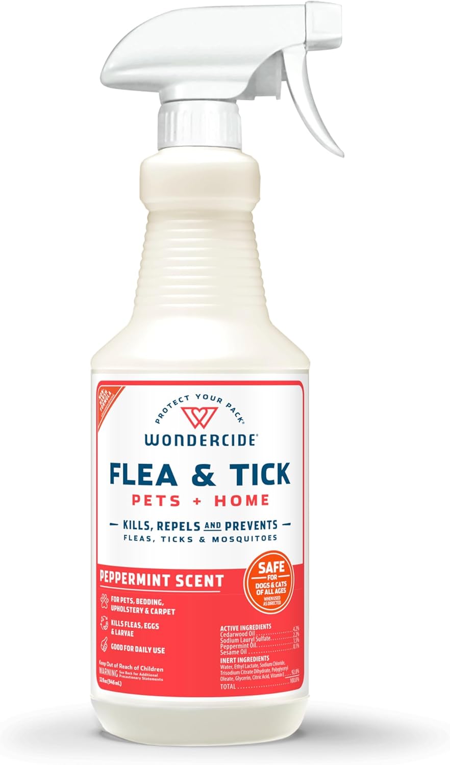 Wondercide - Flea, Tick & Mosquito Spray for Pets and Home with Natural Essential Oils - Killer, Control, Prevention, Treatment - Lemongrass 16 oz