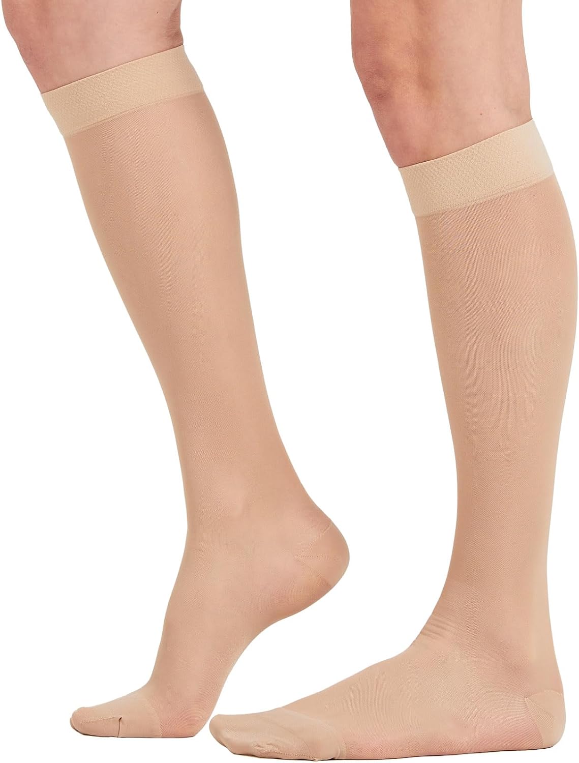 BSERA 2 Pairs Sheer Compression Socks for Women 15-20 mmHg Knee High
