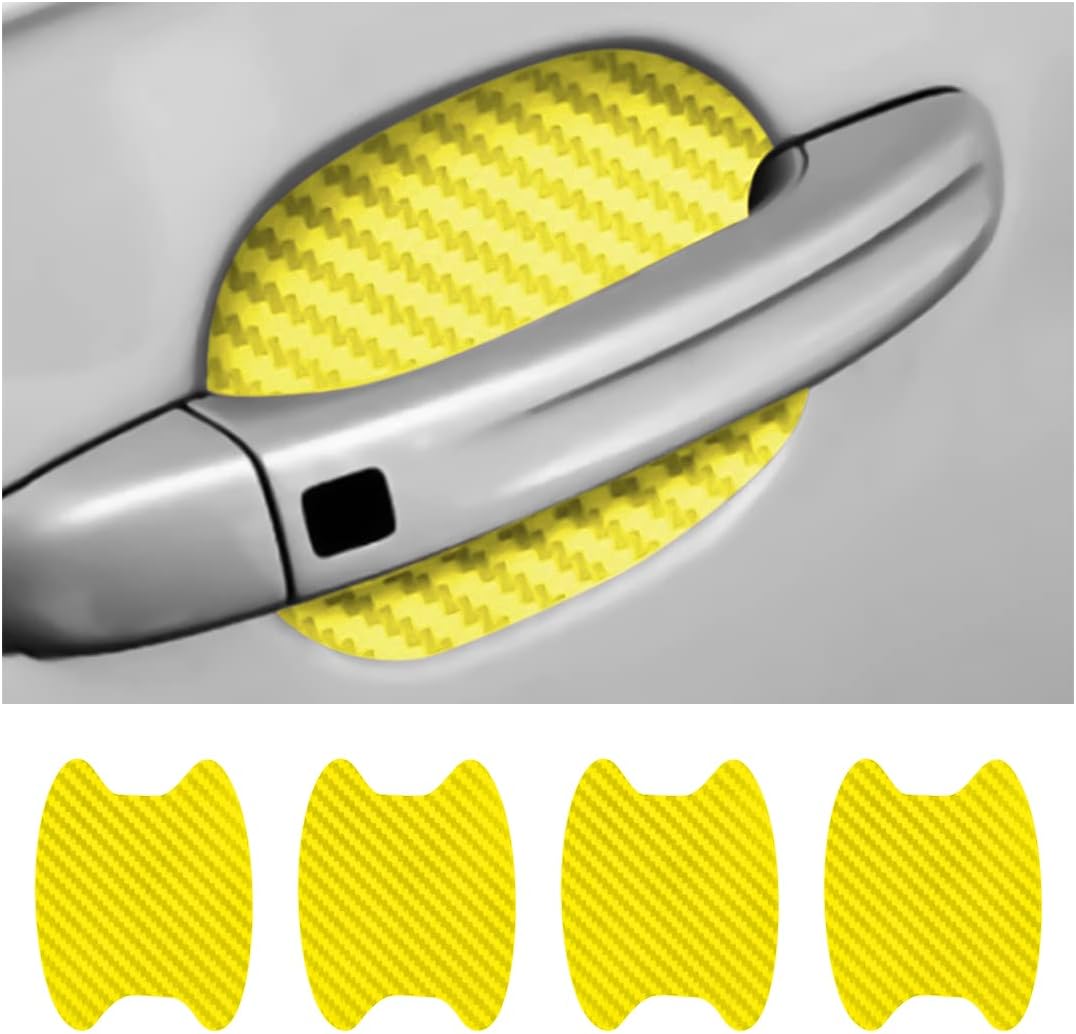 Blilo 4PCS Carbon Fiber Car Door Cup Protector Films, Black