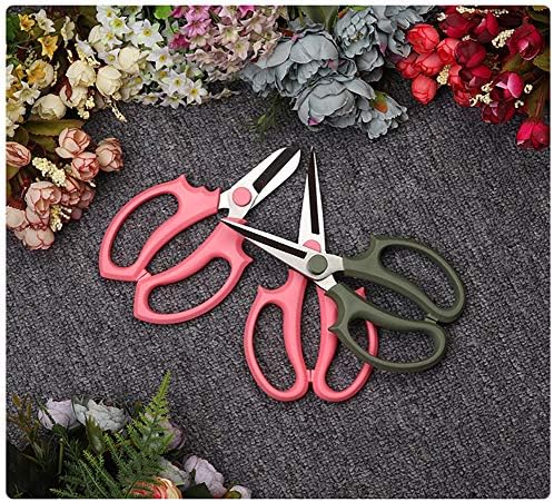 Leize Flower Scissors, Premium Thickened Stainless Steel Floral Shears, Strong Pruner for Flowers, Branches and Leaves (Grey Green Slender)