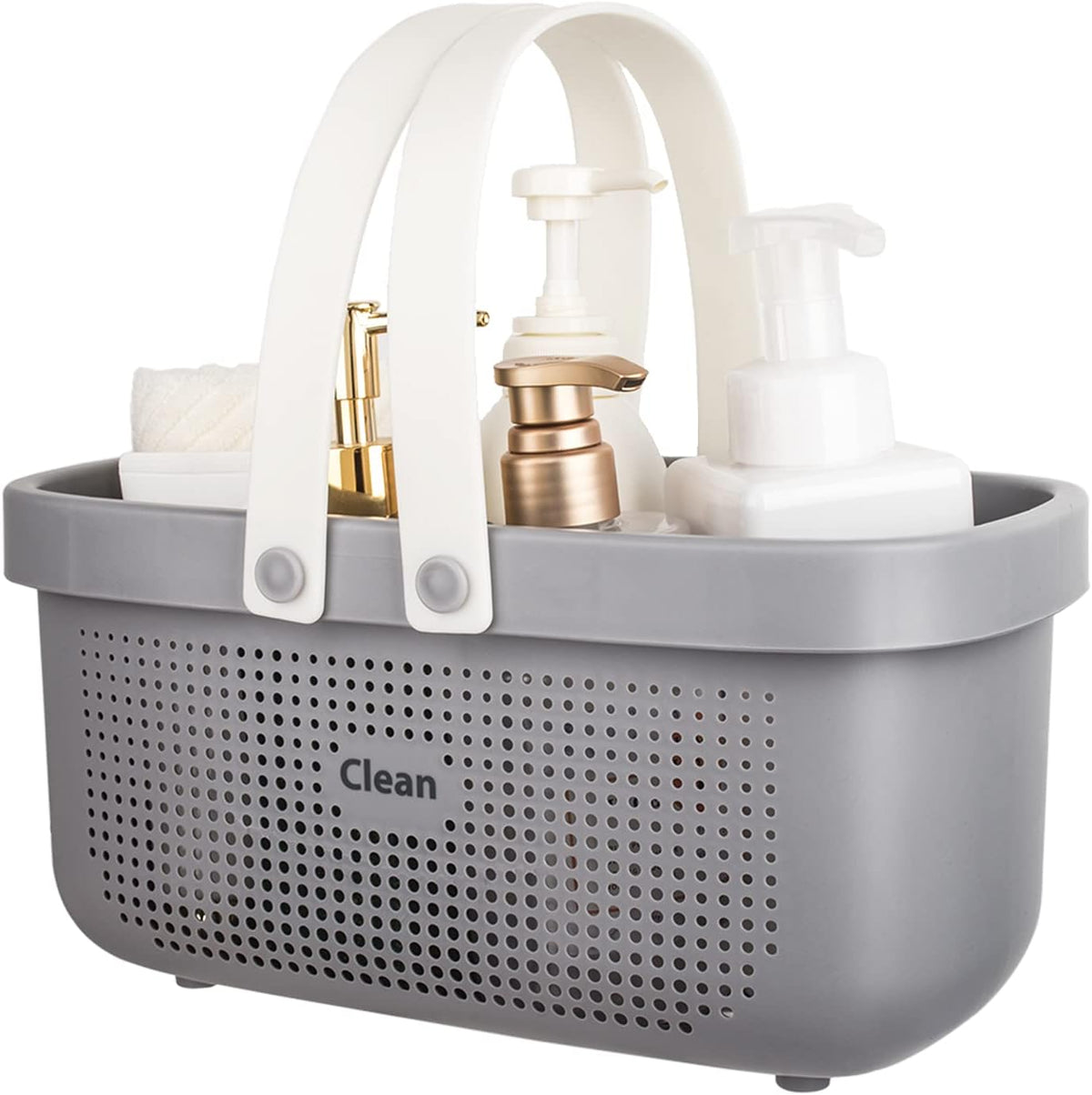 JiatuA Plastic Storage Basket with Handle Portable Shower Caddy Tote Organizer Basket Bin for Bathroom Kitchen Dorm Room Bedroom, Green