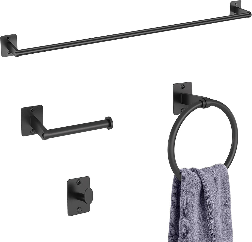 KLJKPA Black Bathroom Accessories Set, 4-Piece Bathroom Hardware Set