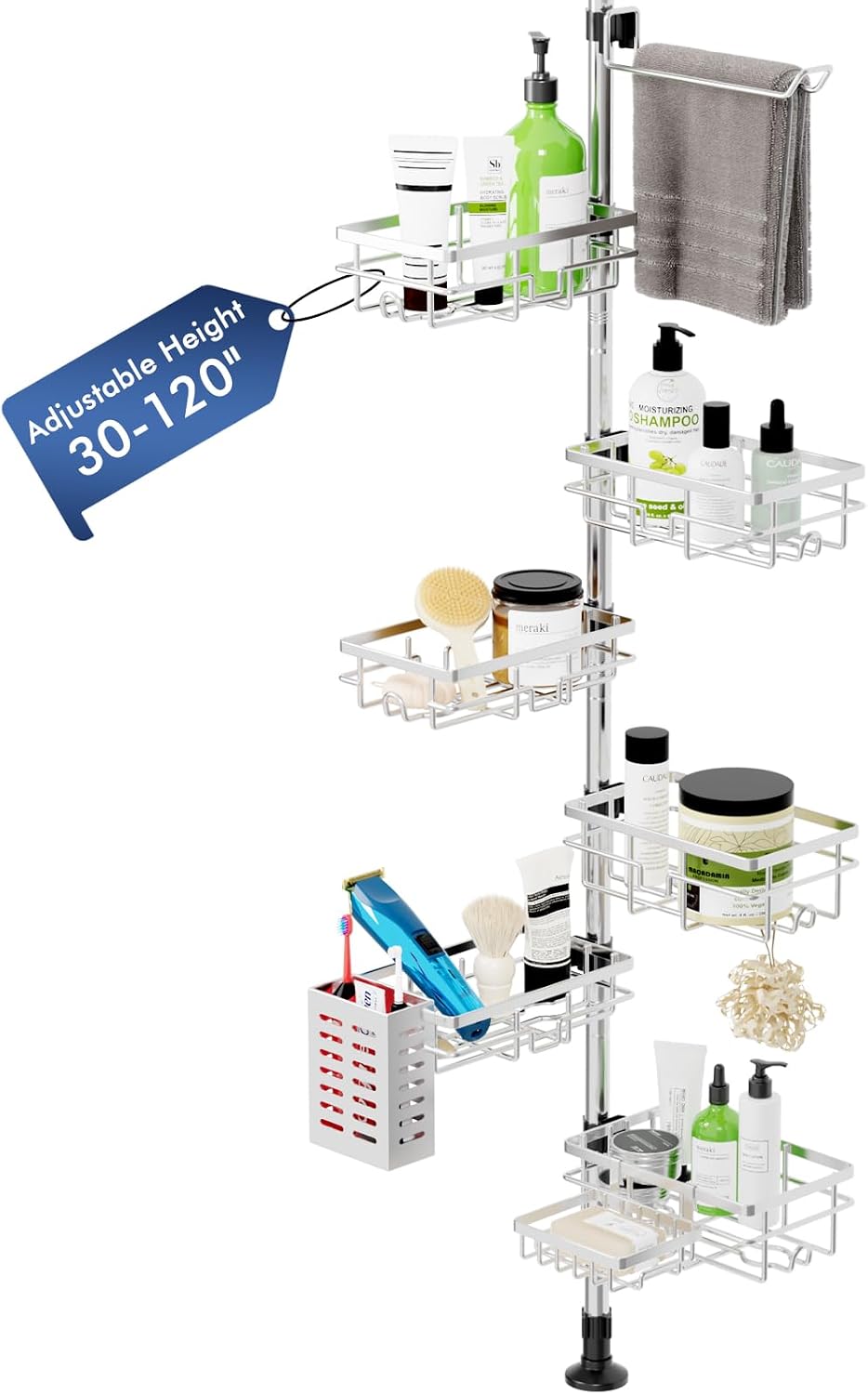 Shower Caddy Organizer Tension Pole, Corner Shower Shelves Bathroom Storage