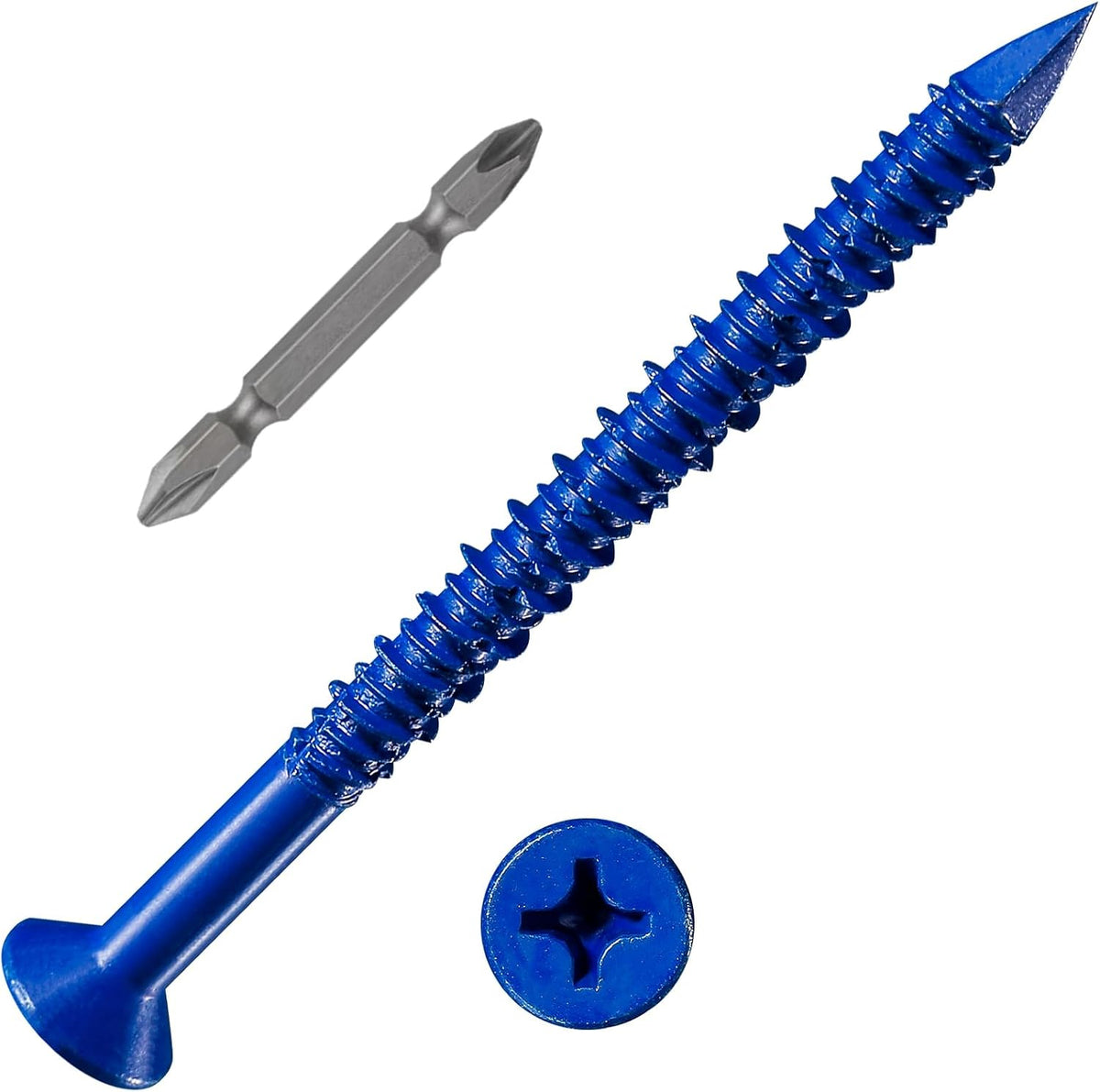 Wensilon(105 PCS) 3/16" Concrete Screw Anchor Kit Blue/Black/White Flat Head for Anchoring to Masonry, Block or Brick Stucco