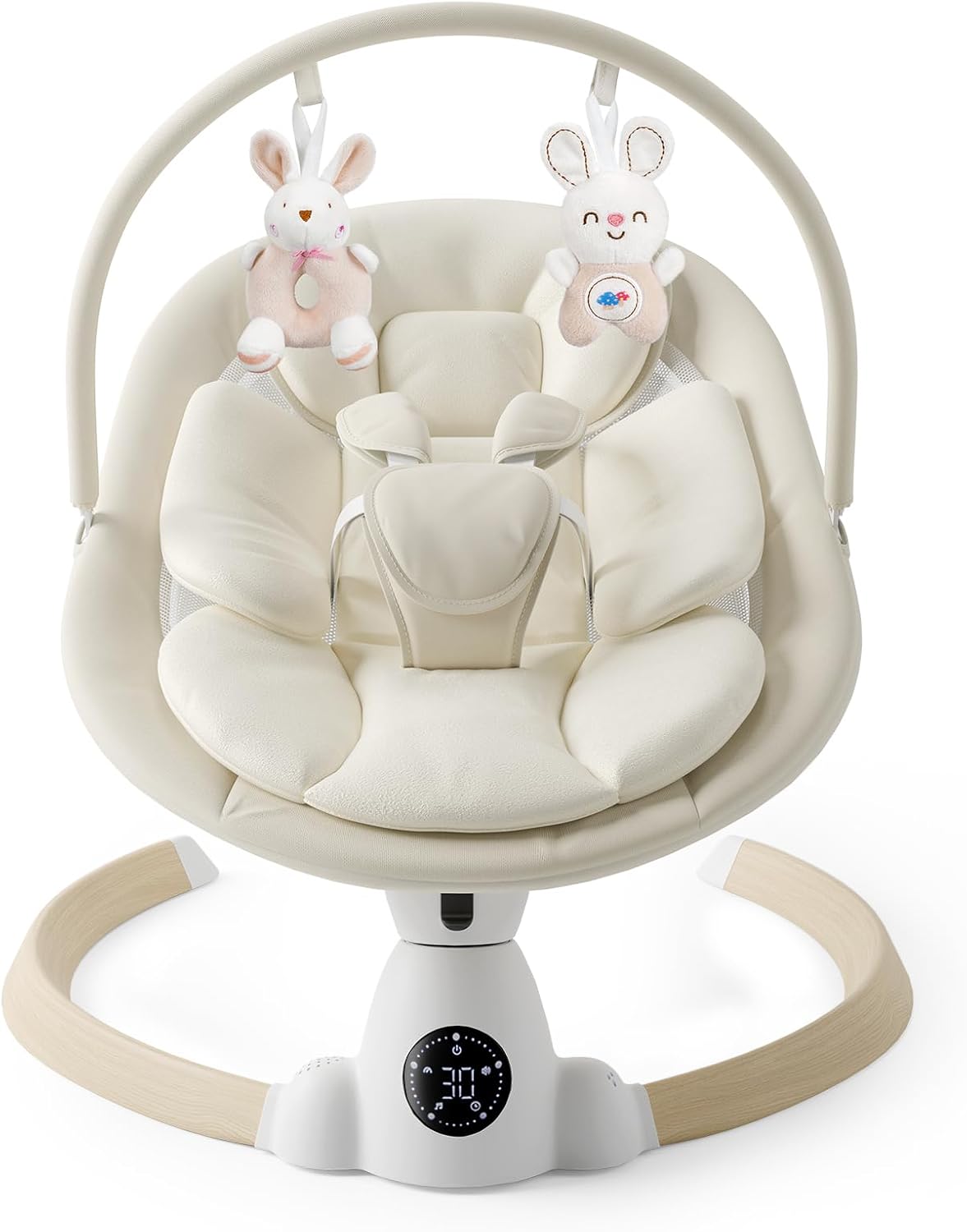Uuoeebb Baby Swing for Infants, Portable Electric Baby Swings with Bluetooth, 5 Swing Speed, 10 Melodies, 5-Point Harness, Remote Control & Touch Panel - Infant Swing for Indoor & Outdoor Use, Pink