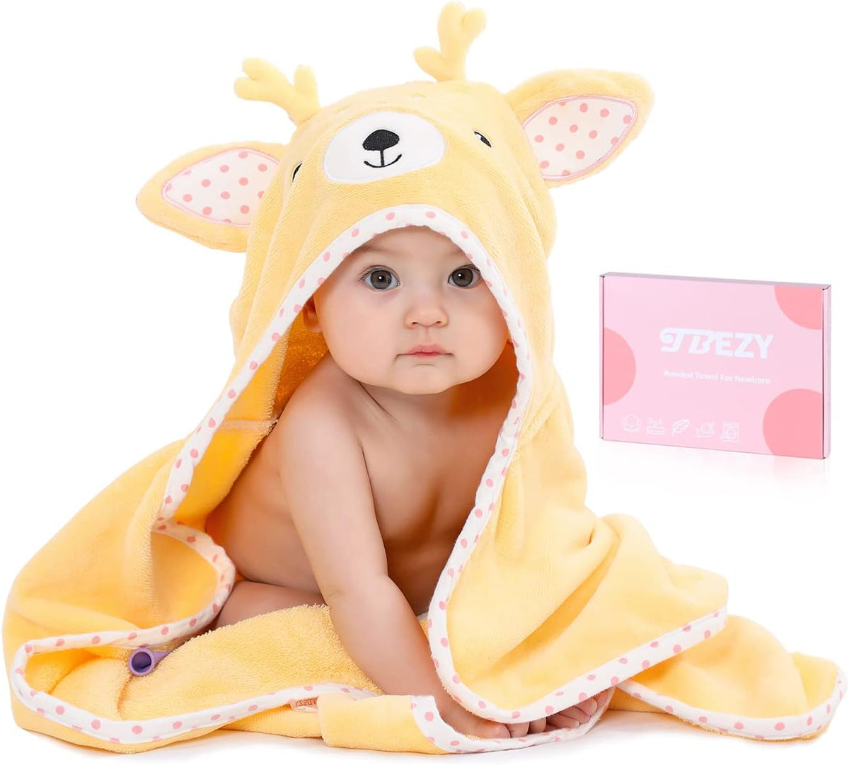 TBEZY Baby Hooded Towel with Unique Animal Design Ultra Soft Thick Cotton Bath Towel for Newborn (Bunny)