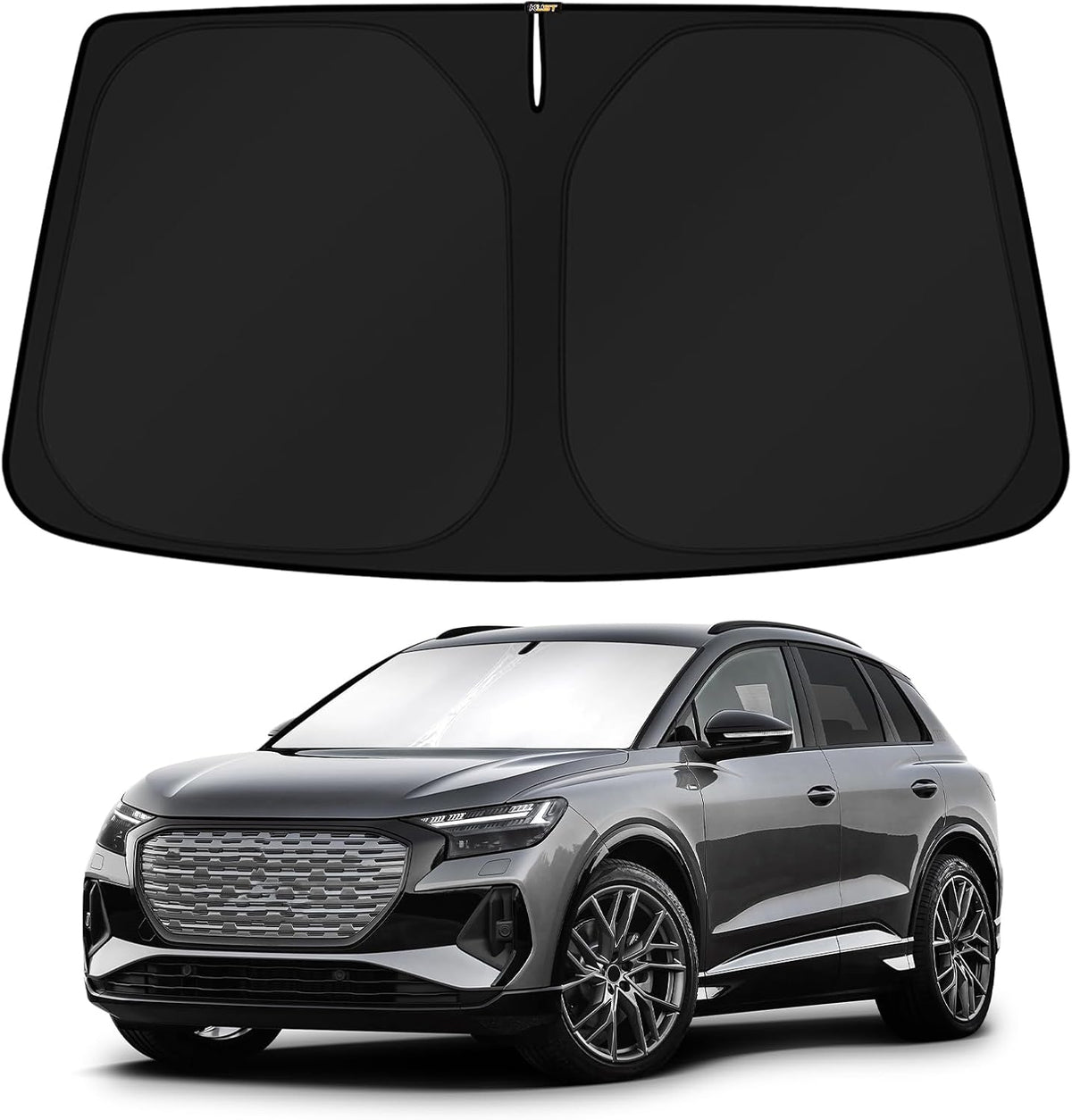KUST Windshield Sun Shade for 2017-2026 Tesla Model Y/Model 3 Sunshade Accessories (Fit 2025-2026 Model Y Juniper / 2024 Model 3 Highland) Upgraded Foldable Sunshade, Blocks UV Rays Keep Car Cool