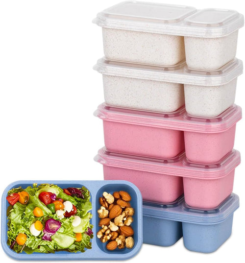 DOSEWART 6Pack 2-Compartment Reusable Snack Containers with Lids