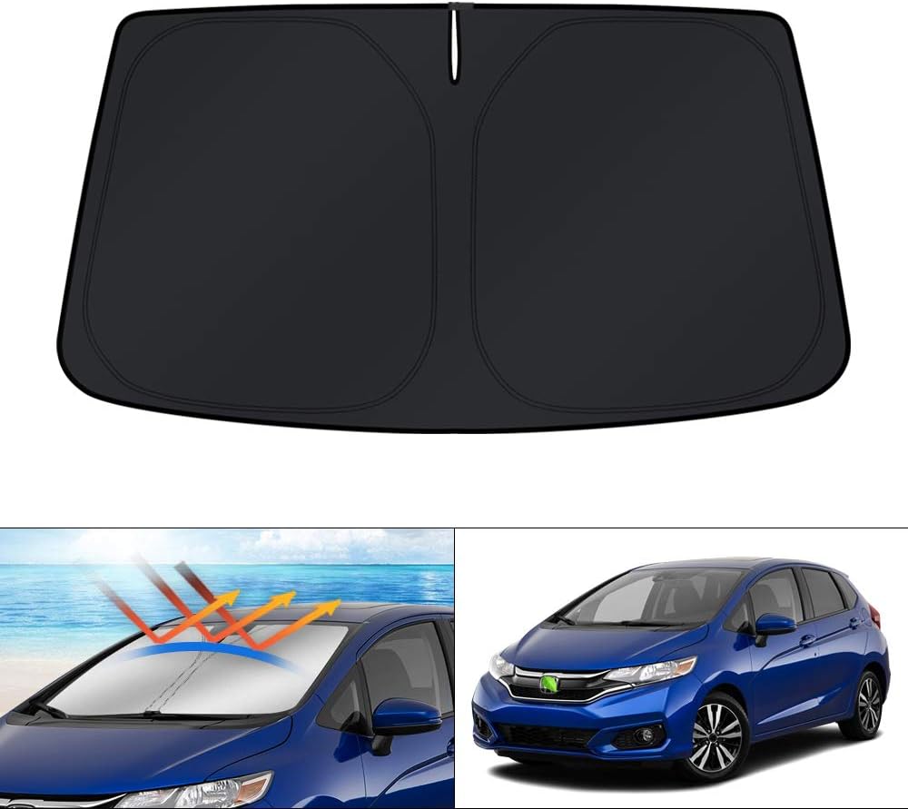 KUST Windshield Sun Shade for 2017-2026 Tesla Model Y/Model 3 Sunshade Accessories (Fit 2025-2026 Model Y Juniper / 2024 Model 3 Highland) Upgraded Foldable Sunshade, Blocks UV Rays Keep Car Cool