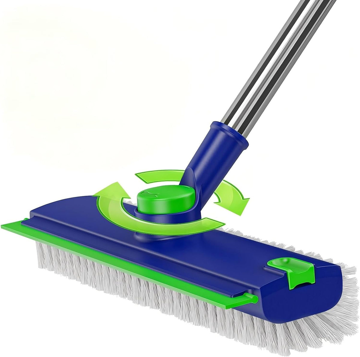 Floor Scrub Brush with Long Handle & Squeegee for Bathroom