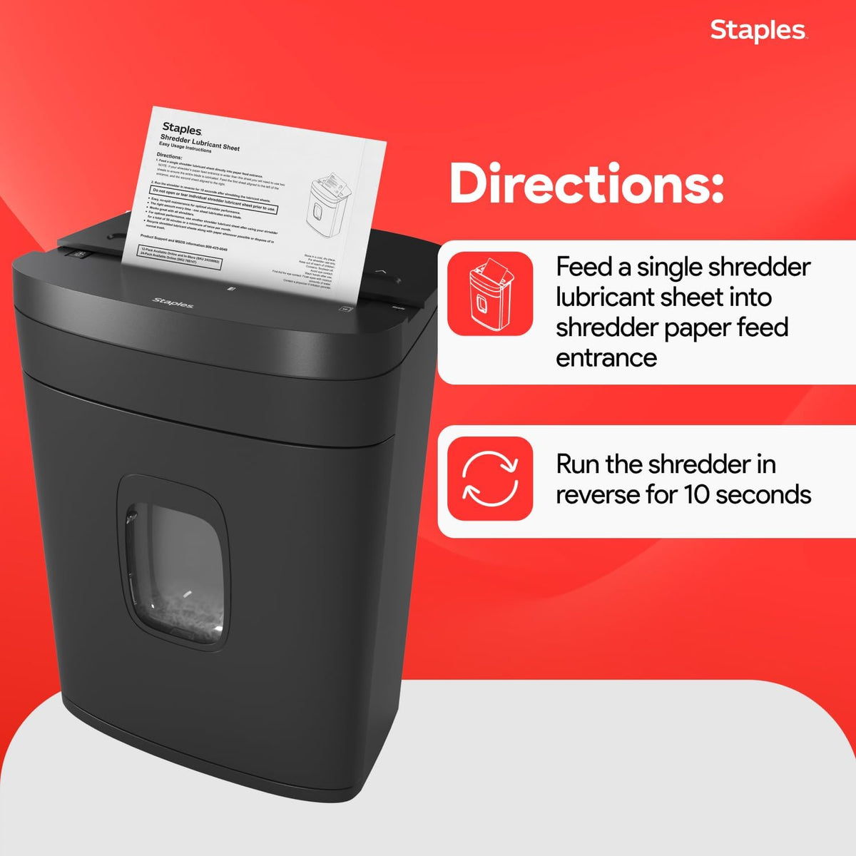 Staples Shredder Lubricant Sheets, Reduces Friction & Noise, 24-Pack