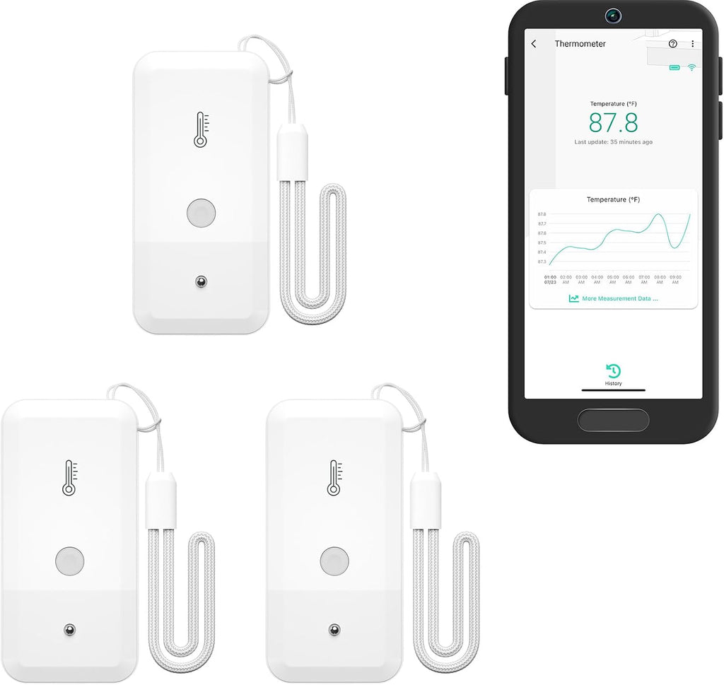 YoLink Smart Freezer Thermometer, LoRa Wireless Fridge Temperature Sensor 3-Pack, Ideal for Refrigerator, Freezer, Greenhouse, Pet Cage, App & SMS Alerts, 5-Year Battery, Hub Included