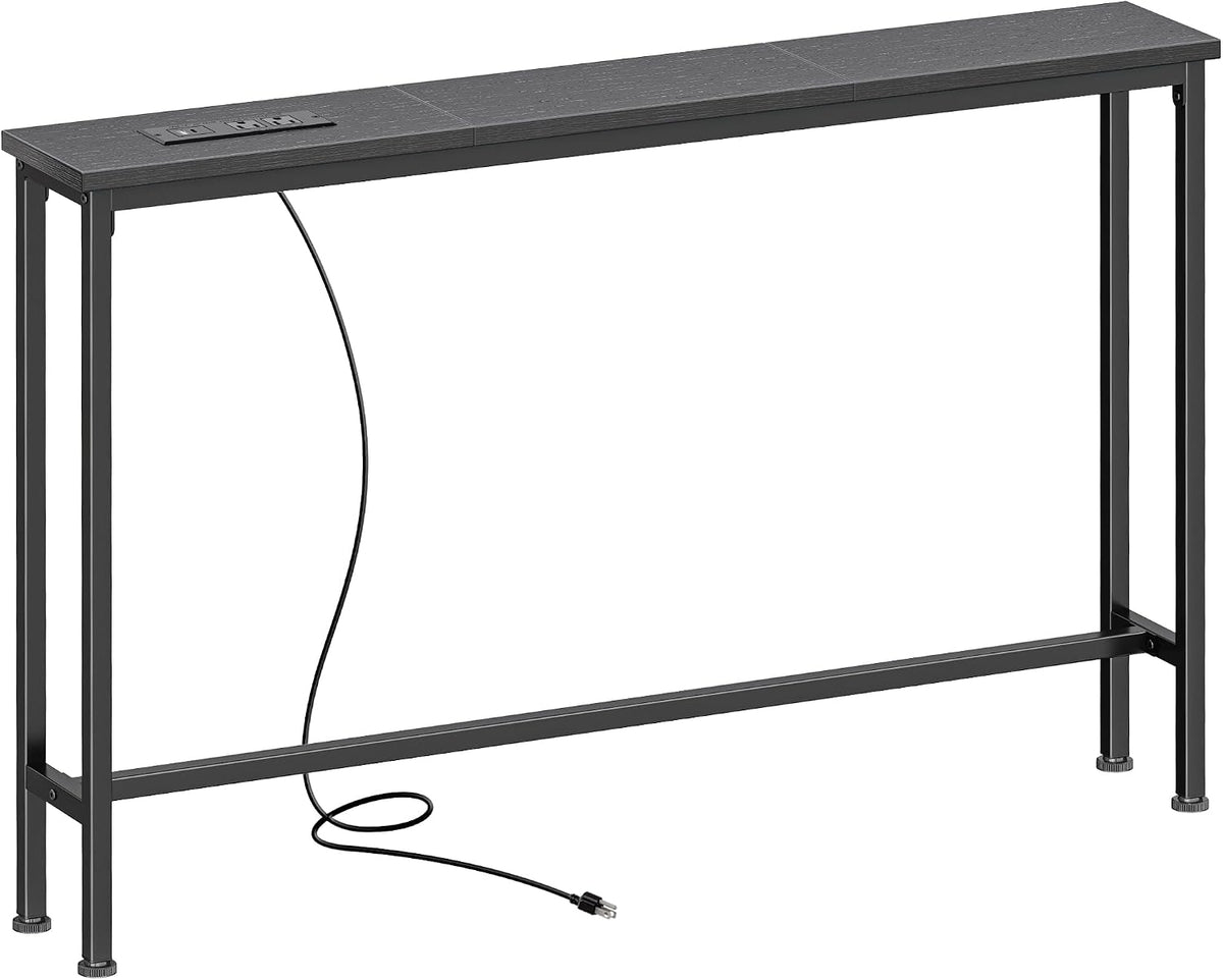 SUPERJARE 78.8 inch Narrow Behind Couch Table with 2 Charging Stations