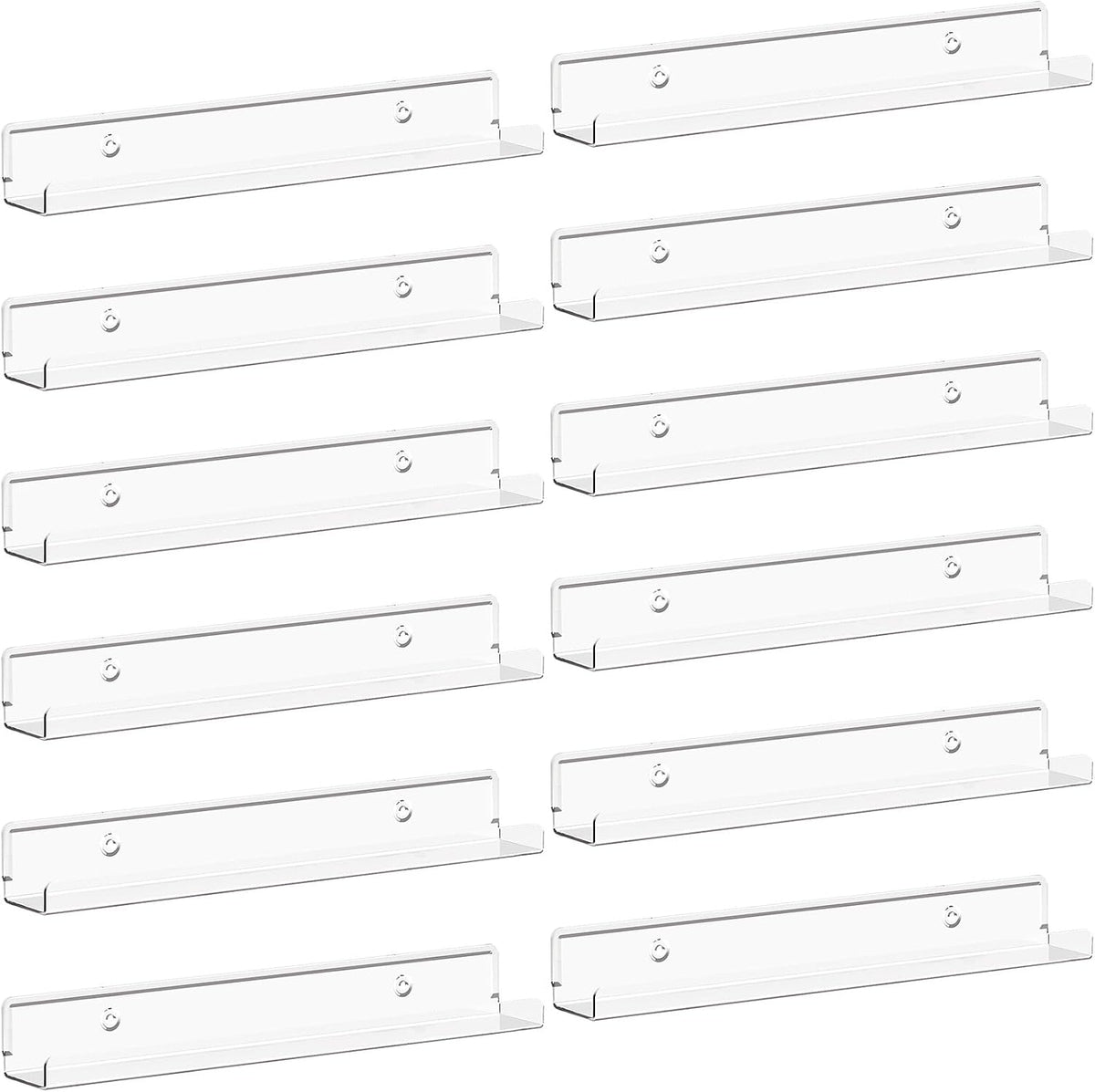 Lifewit Narrow Acrylic Floating Shelves for Vinyl Record 12", Clear 6 Pack