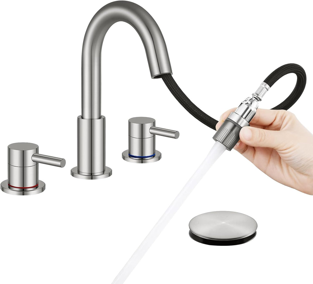 Bathroom Faucet 3 Hole Brushed Gold, 2-Handle Widespread Faucet