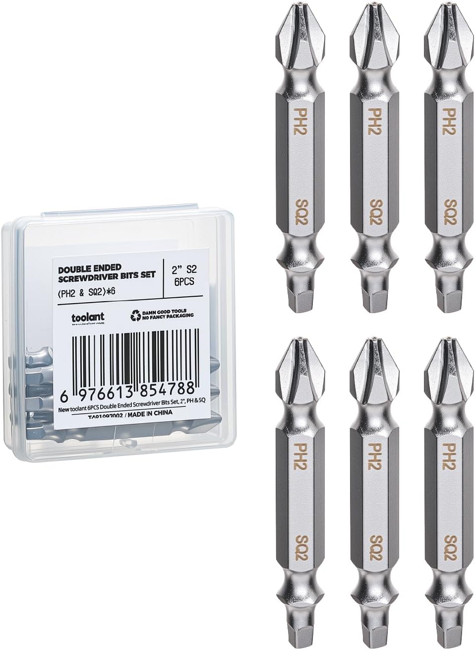 toolant PH2 Phillips Impact Bit Set, 2 Inch, 10-Piece, Magnetic
