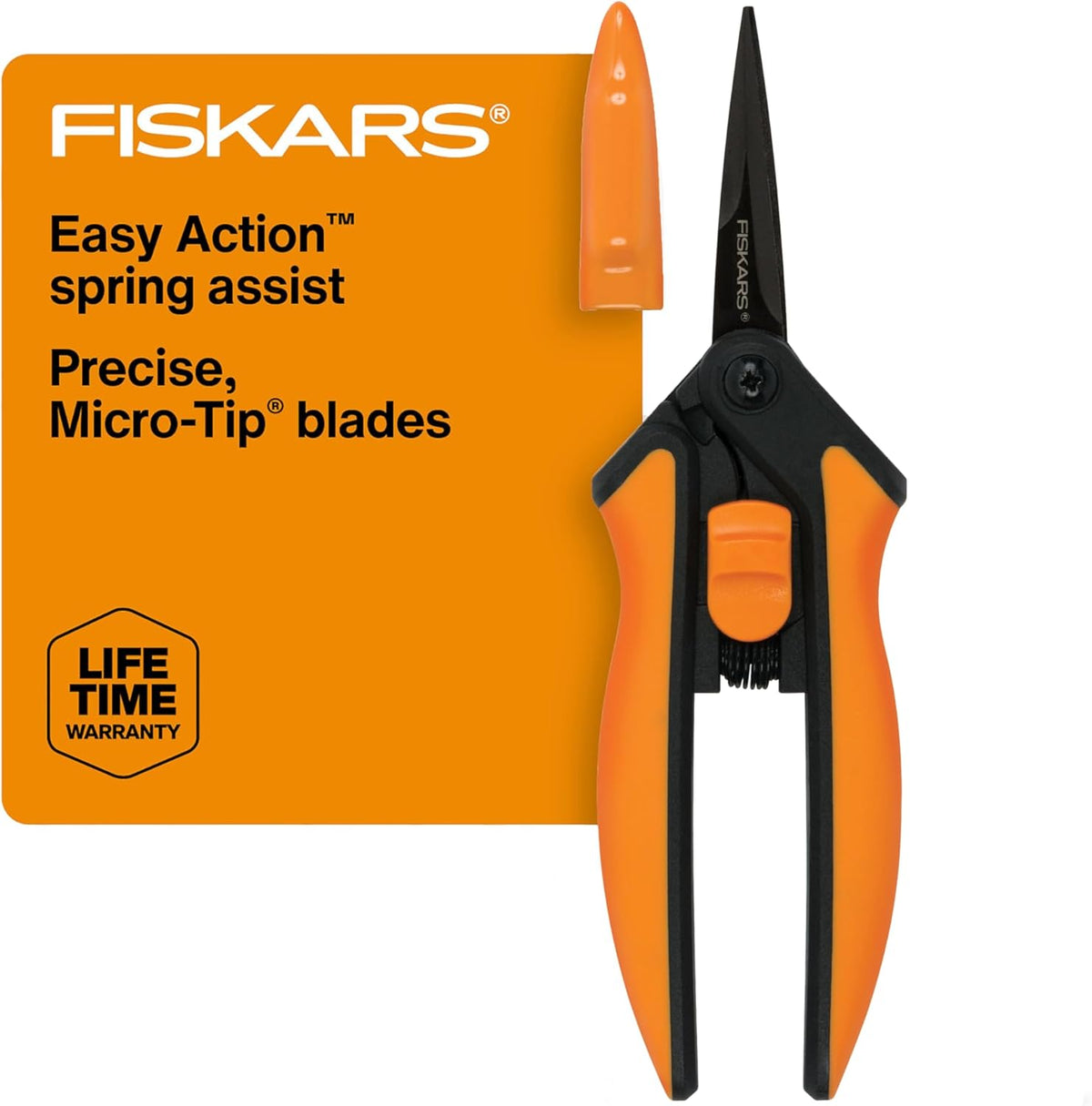 Fiskars 6" Steel Micro-Tip Pruning Scissors, Garden Snips for Small Plants