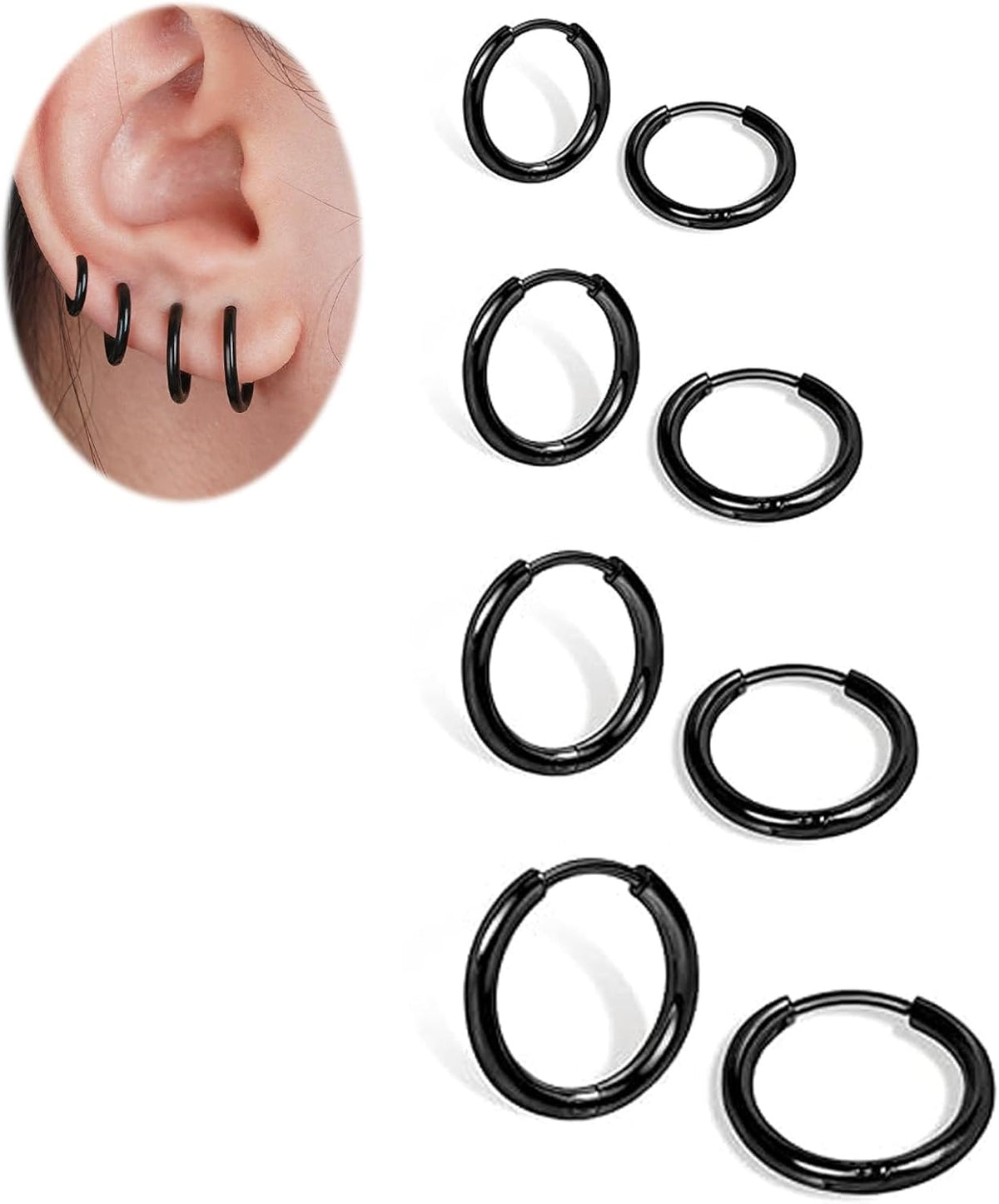 1 Pair 6mm Small Hoop Earrings for Women, Huggie Earrings (Silver/1.6mm)