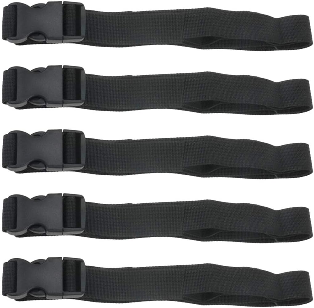 5Pcs Black Nylon Strap 1" x 47" (3.9ft) Buckle Straps with Quick Release Adjustable Straps with Buckles, Tie Down Strap for Backpacking, Outdoor Activities