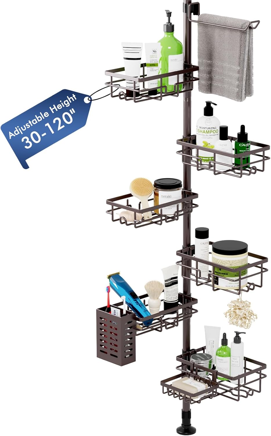 Shower Caddy Organizer Tension Pole, Corner Shower Shelves Bathroom Storage