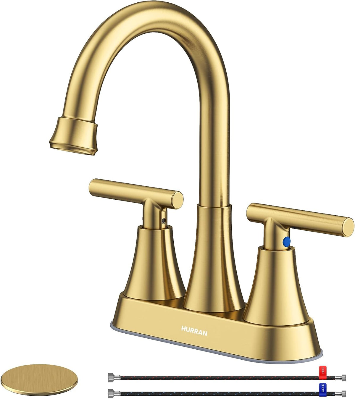 Matte Black Bathroom Faucet, Hurran 4 inch Centerset 2-Handle Lead-Free