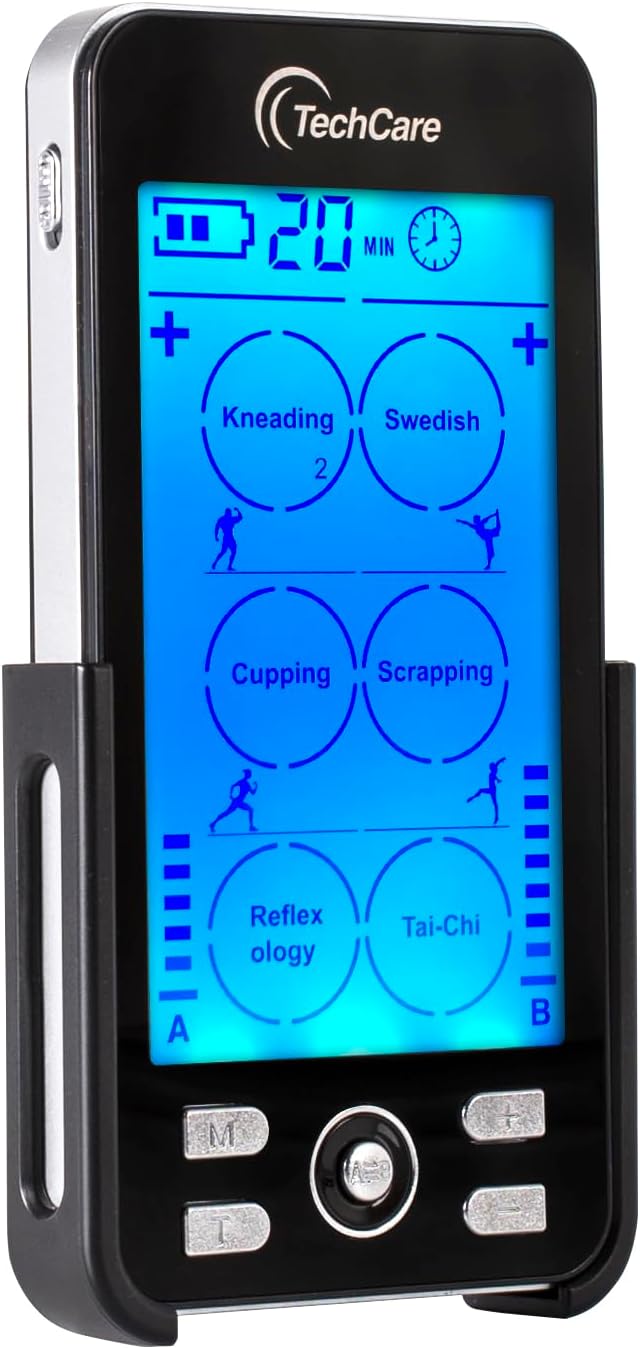 Rechargeable TENS EMS Muscle Stimulator, Dual Channel Electric Pulse Massager for Back & Neck Muscle Recovery and Pain Relief
