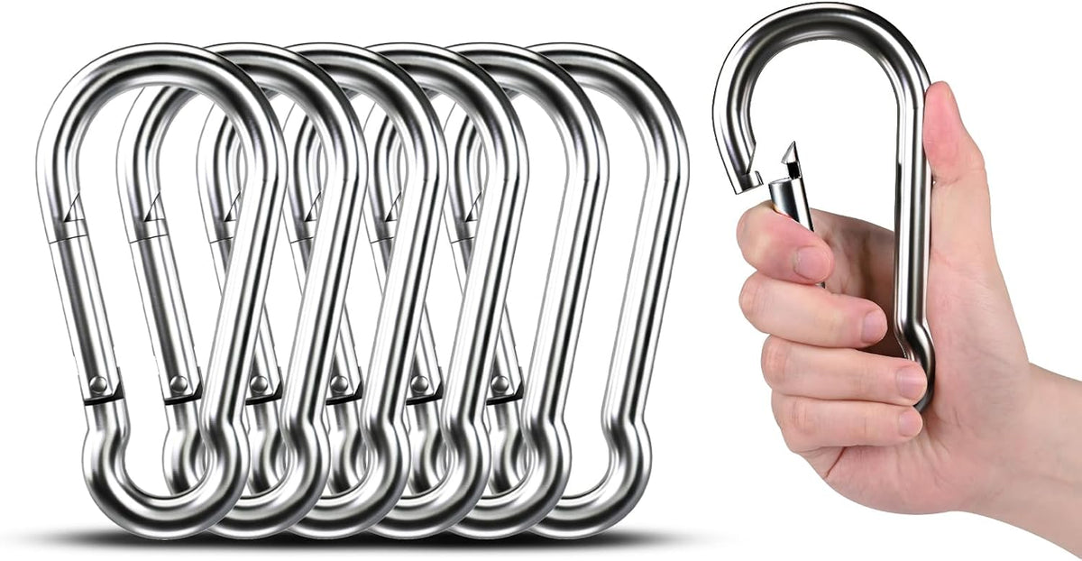 Small Carabiner Clip Hooks, 10pcs 1.57 inch Carabiners Heavy Duty, 304 Stainless Steel Spring Snap Hook Fits Camping Hiking, Metal Clips for Rope Chain Keychain Keys Rings