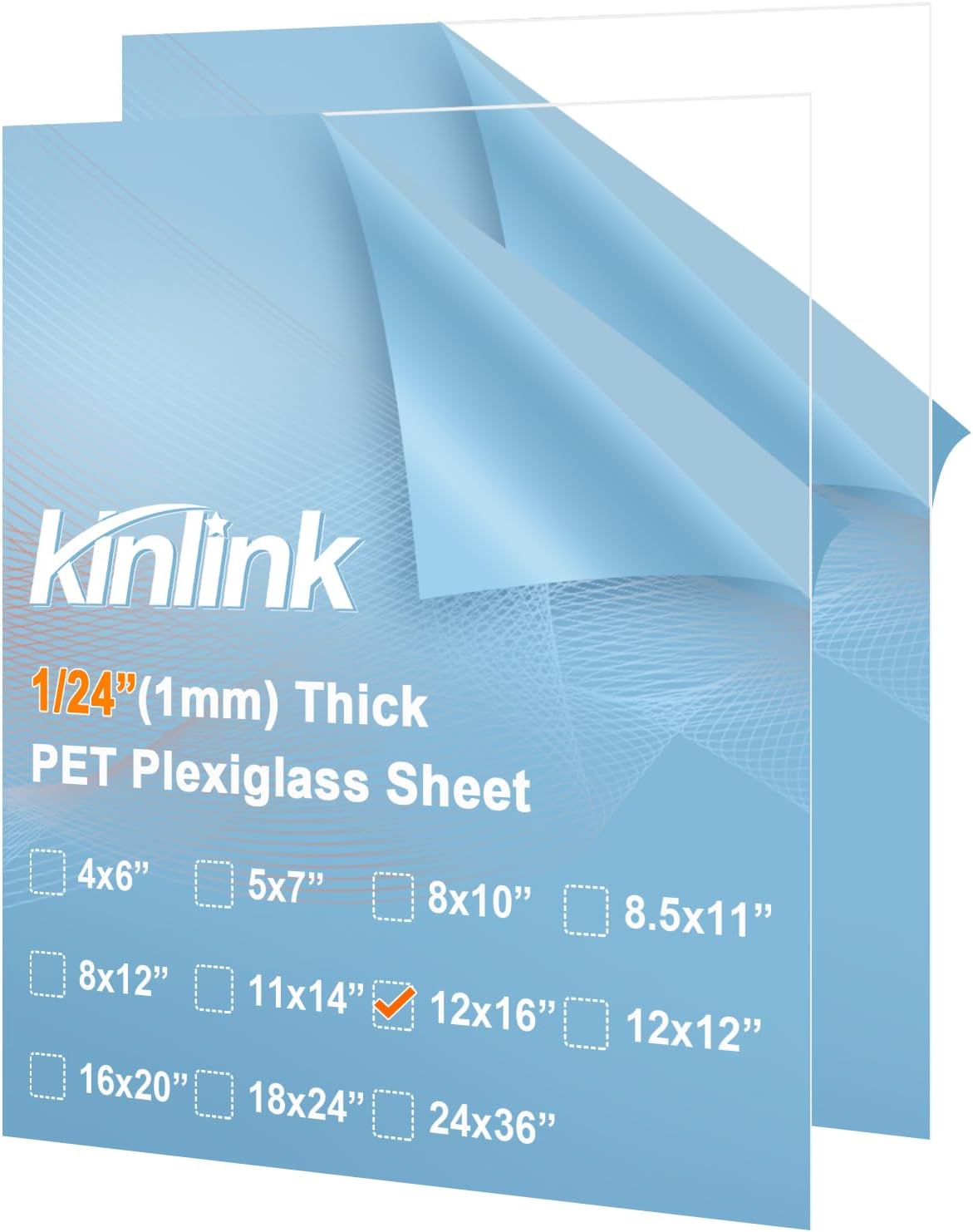 KINLINK 24x36 Plexiglass Sheets 1/8 inch Thick, 3mm Clear PET Plastic Sheet for DIY Project, Craft, Table top, Picture Frame, Acrylic Sign and Wedding Invitation 2 Pack