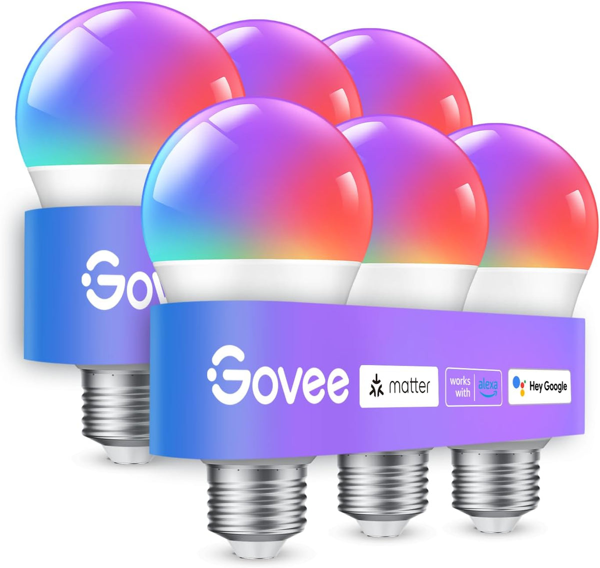 Govee Smart Light Bulbs, A19 Color Changing Light Bulb, 800 LM, E26 Base
