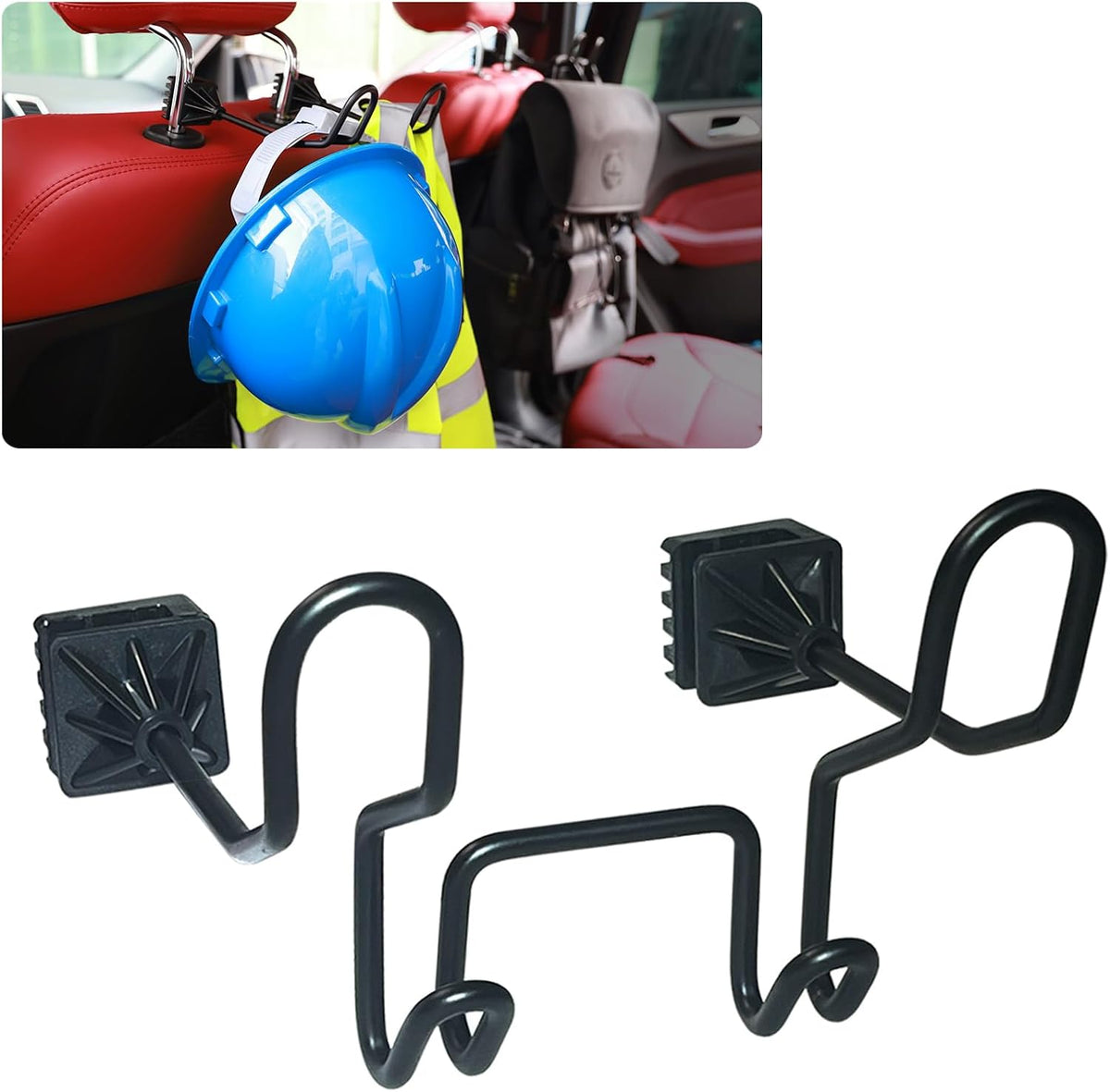 GODLIY Hard Hat Holder for Truck, Heavy-Duty Metal Car Headrest Hooks