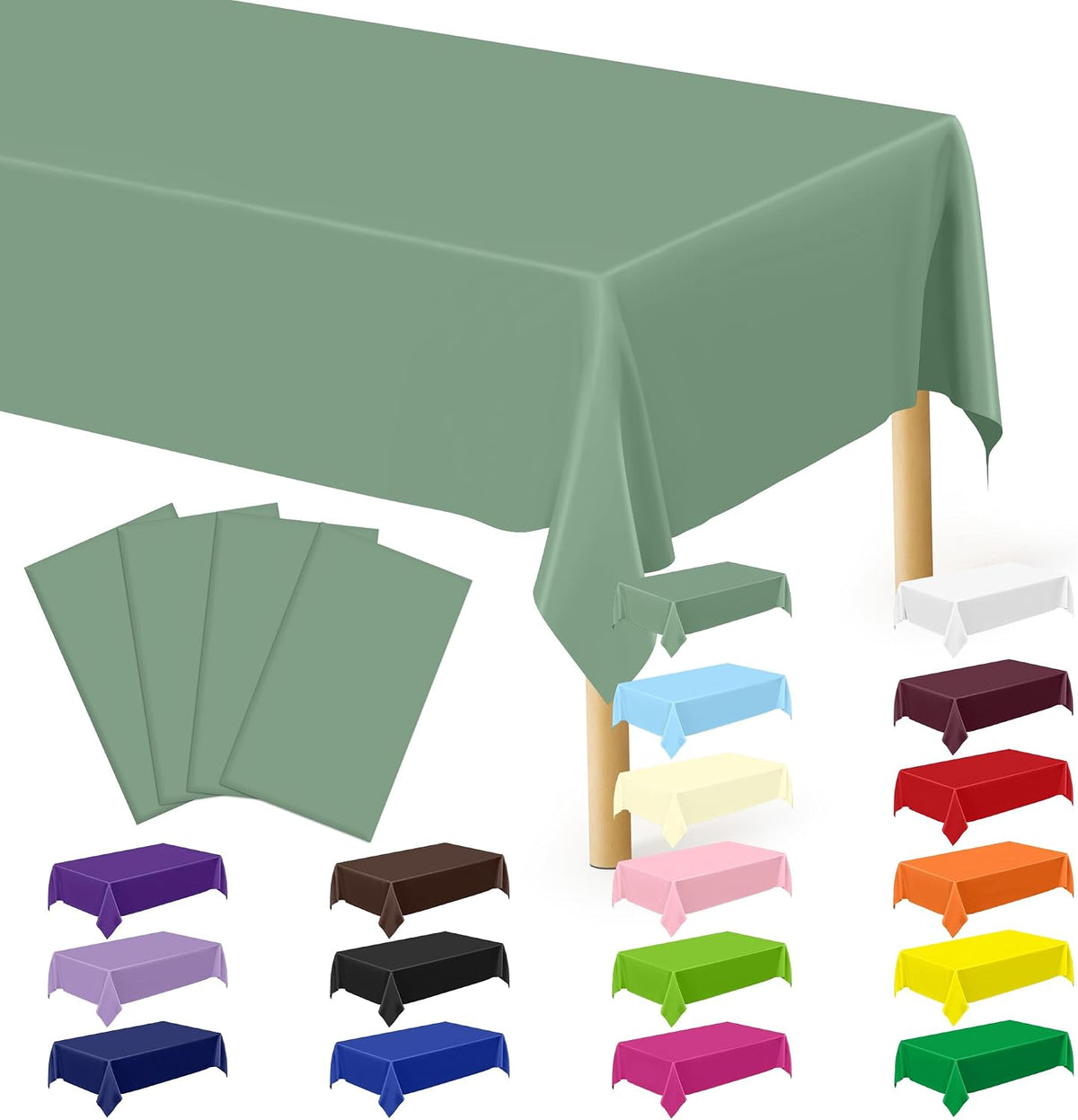 4Pack Black and Gold Tablecloths for Events, 54" x 108" Plastic Table Cloth Disposable for Rectangle Tables, Waterproof Table Cloth Cover for New Years Eve Decorations Holiday Birthday Wedding Dining